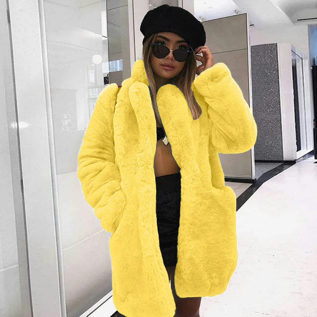 KANCOOLD пальто женское зимнее пальто теплая верхняя одежда кардиган с длинным рукавом Pock модные новые пальто и куртки для женщин 2019Oct23 - Цвет: Цвет: желтый