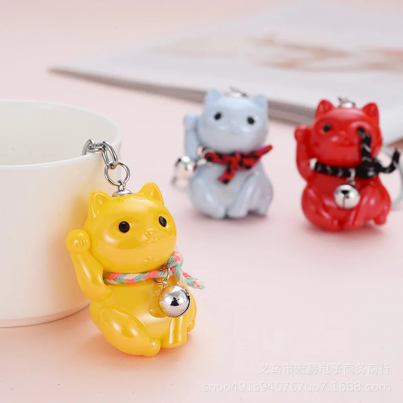 Корейский 3D Животный Счастливый Кот брелок милый мультфильм пара колокол