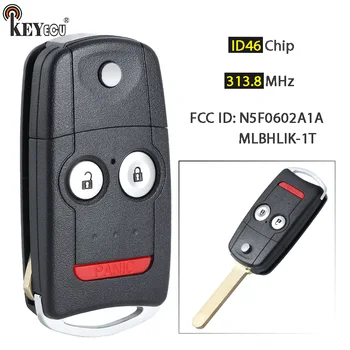 Keyforkess 313.8MHz ID46 Chip ID FCC: MLBHLIK-1T/muslimah Flip pieghevole 3 pulsanti portachiavi a distanza per Acura TL TSX ZDX MDX RDX
