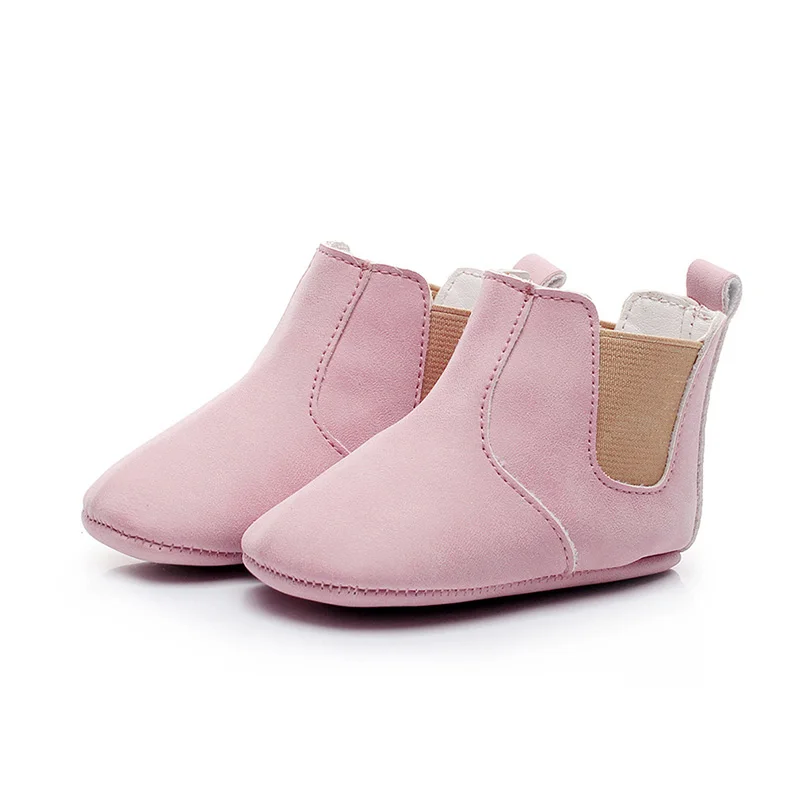 Обувь для маленьких девочек и мальчиков; Детские Сникеры для первых шагов; детские Нескользящие ботинки из искусственной кожи; мокасины для малышей; обувь для новорожденных - Цвет: pink