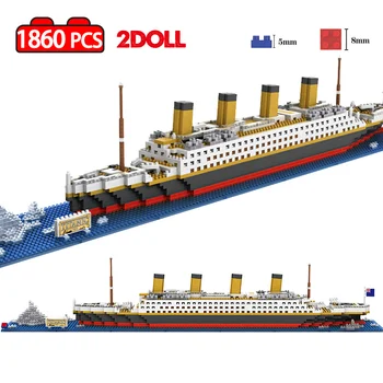 

1860PCS Mini blocks RMS Titanic Ship 3D Model Building Blocks MINI Boat DIY Figures Assemble Bricks Education Toys for kids
