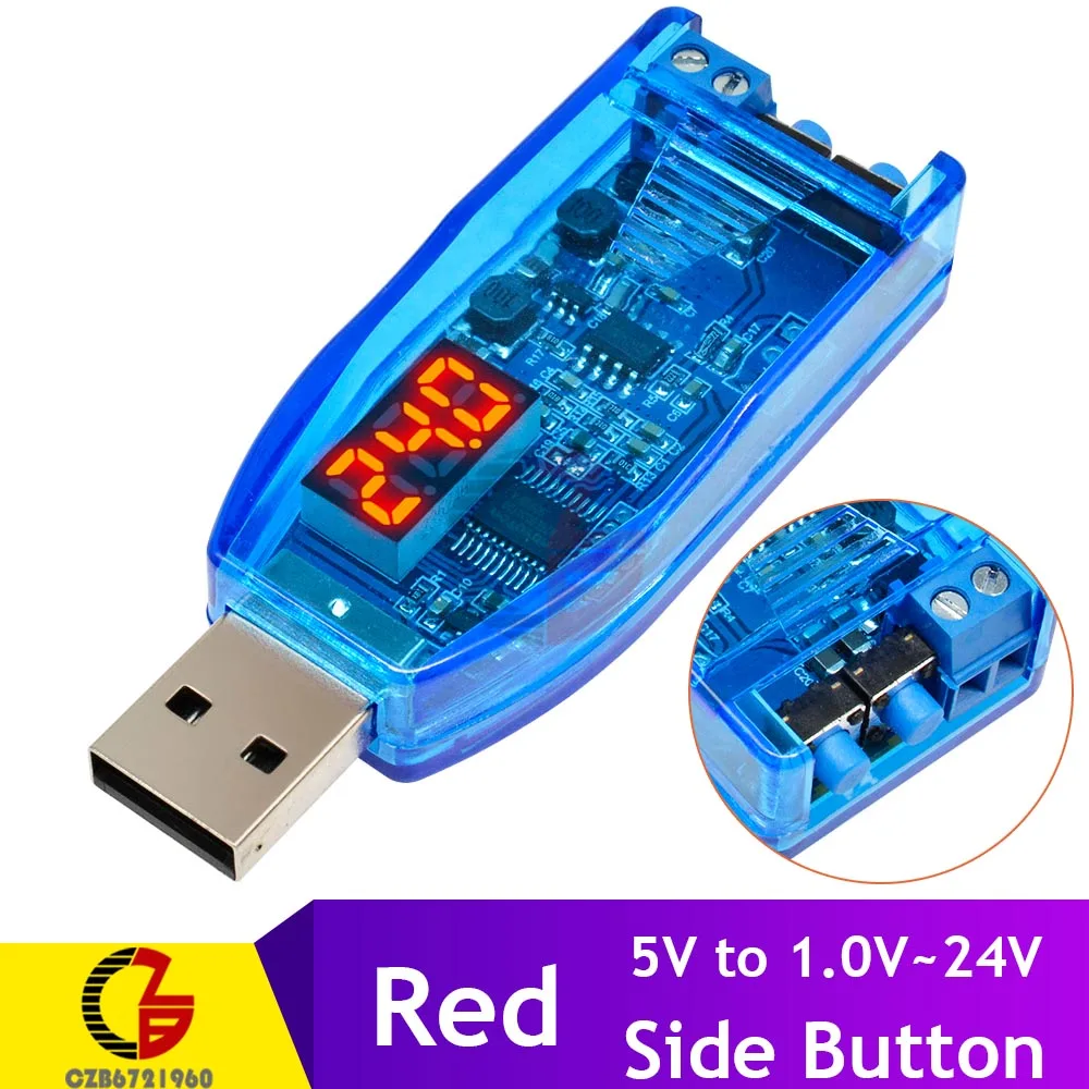 Side Button Red DC-DC цифровой USB понижающий регулятор напряжения 5 В до 3,3 в 12 В 24 в усилитель понижающий преобразователь ПИТАНИЕ ТРАНСФОРМАТОР вольтметр - Цвет: Side Button Red