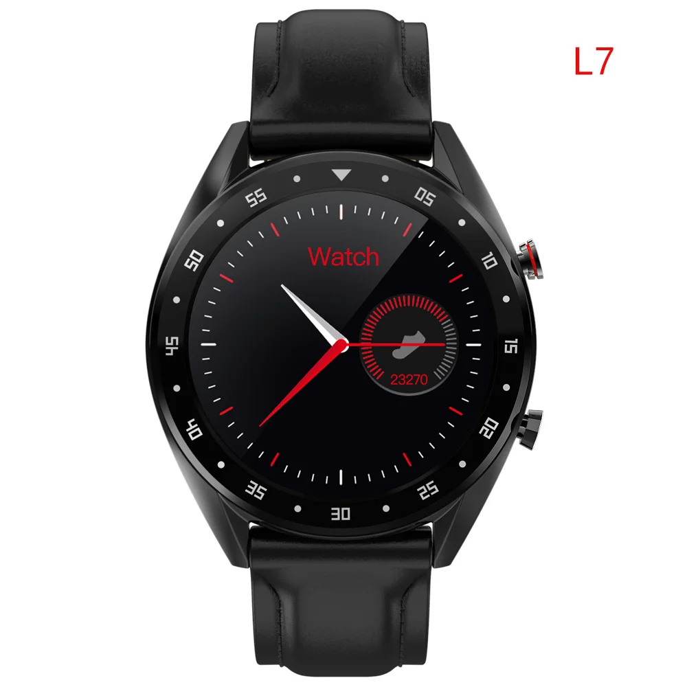 Смарт-часы ELFTEAR L7, Bluetooth, умные часы, Ip68, водонепроницаемые ЭКГ, монитор сердечного ритма, для мужчин, для Android IOS, полный экран, сенсорный - Цвет: black leather