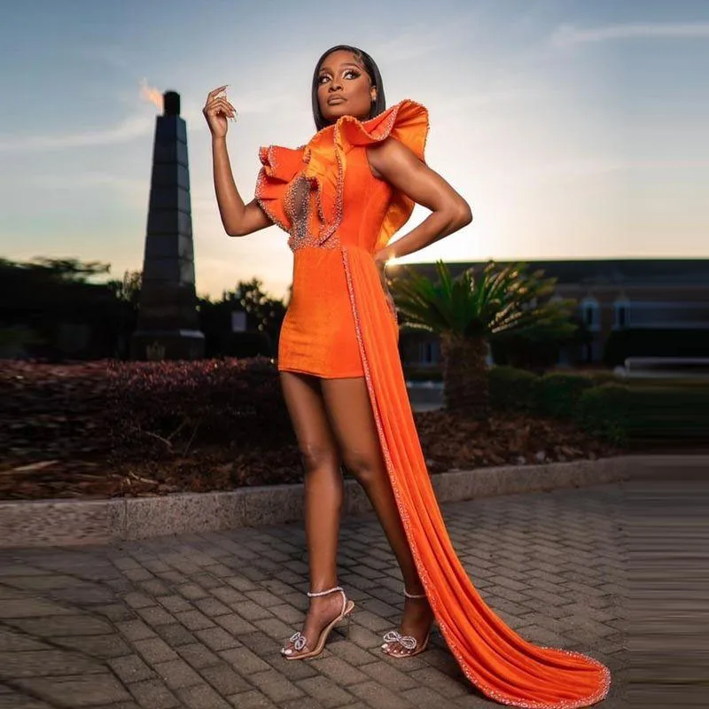 Orange Major Beading Prom Dresses Black 