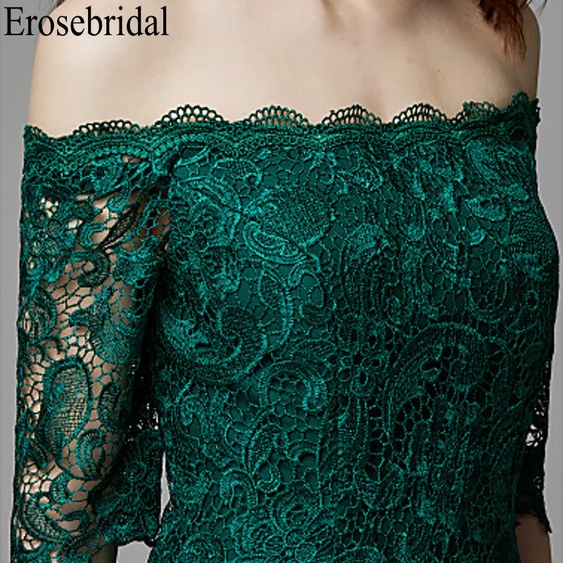 Erosebridal Длинные вечерние платья с коротким рукавом, вечернее платье для женщин, Элегантное Длинное Вечернее Платье с вырезом лодочкой, изумрудно-зеленое платье
