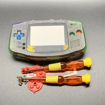 

Ganer Full Set Housing Shell W/ Color Rubber Pads Button Screen Lens Stick Label Screws for Game Boy Advance GBA Console