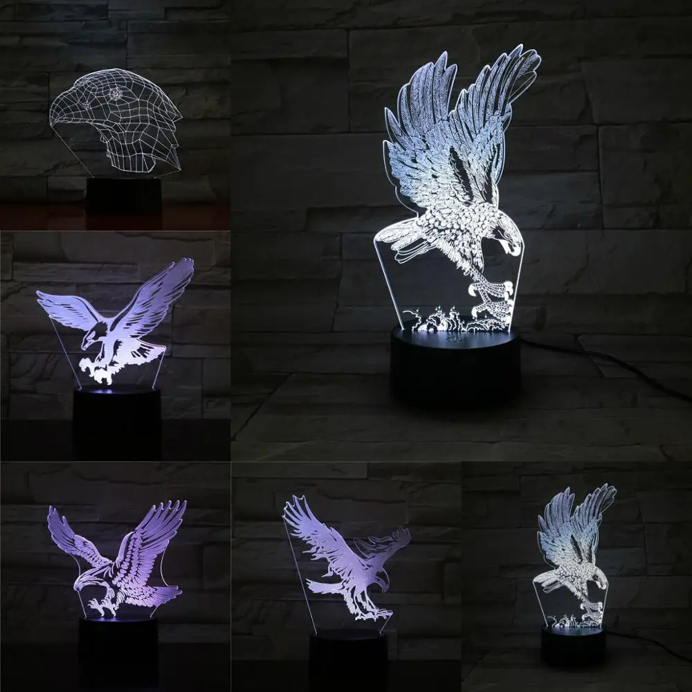 5 Differen Летающий орел 3D светодиодный светильник Новинка USB Ночник для спальни