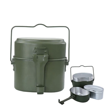 

Green 3 in 1 Outdoor Camping Picnic Box Hiking Survival Lunch Boxes Pot Portable Cookware