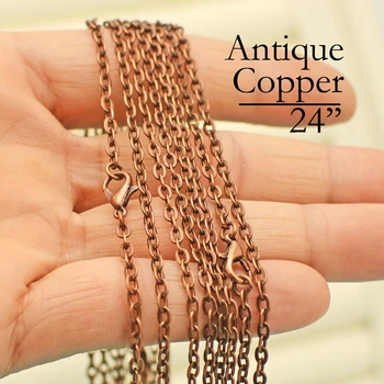 

100 pcs- 24 inch Antique Copper Necklace, Antique Copper Necklace Chain, 60cm Copper Cable Chain, 24 Inch Copper Cable Necklace
