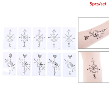 

5Pcs/set Waterproof Temporary Fake Tattoo Stickers Vintage Map Coordinates South
