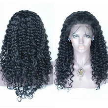 WINBO Malaysian Hair Deep Curly 13x6 Lace Frontal Wigs Remy Hair Black Women Wigs 13x4 Lace Front Wigs Natural Black Color