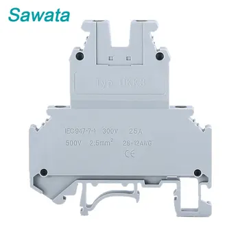 

50pcs Din Rail Wire Terminal Block UKK3 Din Rail Cable Screw Connection Electrical Double Wire Conductor Distribution Block