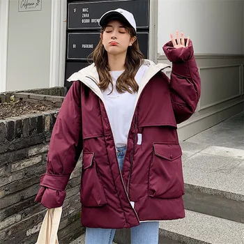 

2019 Long Parkas Winter Jacket Women Hooded Windproof Military Clothing Female Big Pocket Thicken Winter Coat Women Y66
