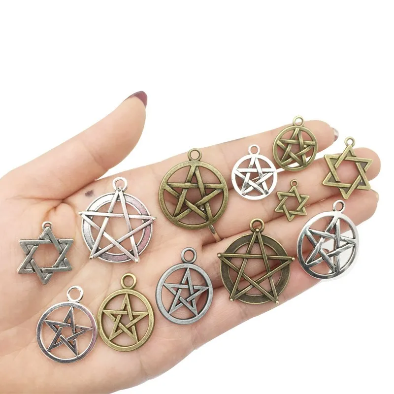 

10pcs Vintage Pentagram Pendants Metal Star Pendant Charms For Bracelet Necklace Earring Diy Jewelry Making Accessories