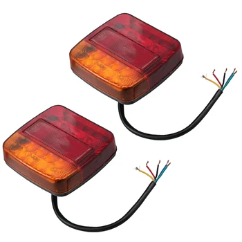 

2pcs Multifunctional Super bright 12V Waterproof Rear Stop Tail Light Brake Indicator Red Amber Trailer Van Truck LED Tail Light