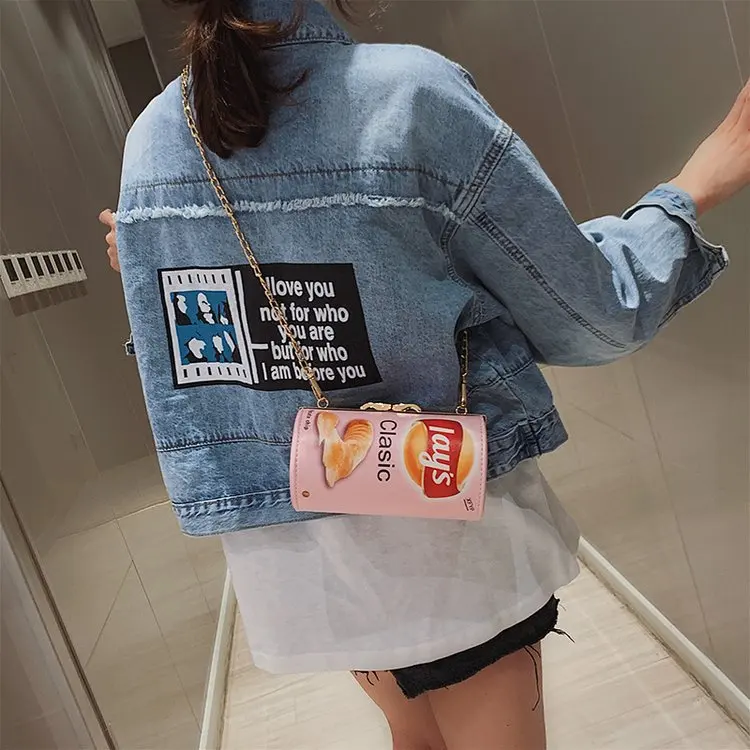 Модная индивидуальная дизайнерская женская сумка, забавная сумка с принтом картофеля, сумка в форме бочонка из искусственной кожи на цепочке, женские сумки через плечо