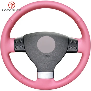 

LQTENLEO Pink Artificial Leather Car Steering Wheel Cover For Volkswagen Golf 5 Mk5 VW Passat B6 Jetta 5 Mk5 Tiguan 2007-2011