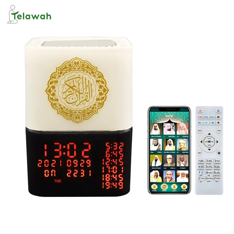 Telawah Quran Speaker Azan Prayer Clock Screen Display Multi Function Wireless Bluetooth Koran Speaker Led Light Prayer Muslim