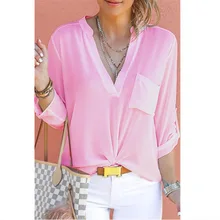 ^#Cheap Plus Size 5XL Women Chiffon Blouse Office Lady V-neck Loose Casual Solid Female Shirts Tops Pockets Female Long Sleeve Shirts ^#Cheap Plus Size 5XL Women Chiffon Blouse Office Lady V-neck Loose Casual Solid Female Shirts Tops Pockets Female Long Sleeve Shirts