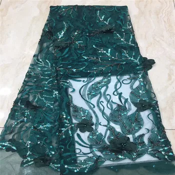 

African Sequins Tulle Mesh 3d Lace Fabric beads Latest French Net Lace Fabric High Quality Guipure Nigerian Embroidery Lace