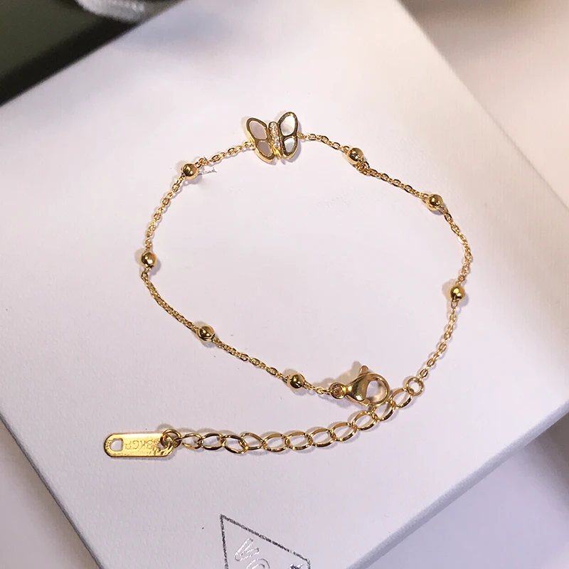gold YUN RUO модный браслет бабочка из розового золота, подарок на день рождения для женщин, 316 титановая сталь, ювелирные изделия, не меняют цвет, Прямая поставка - Окраска металла: gold