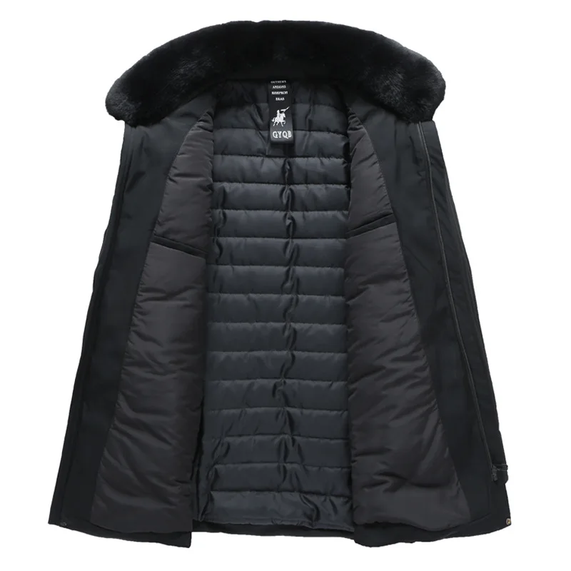 Новинка, зимняя куртка-пуховик на белом утином пуху, пальто для мужчин, деловой стиль, тонкий меховой воротник, молния, дверь, крепкое пальто, Kleding, большой размер, L-7XL