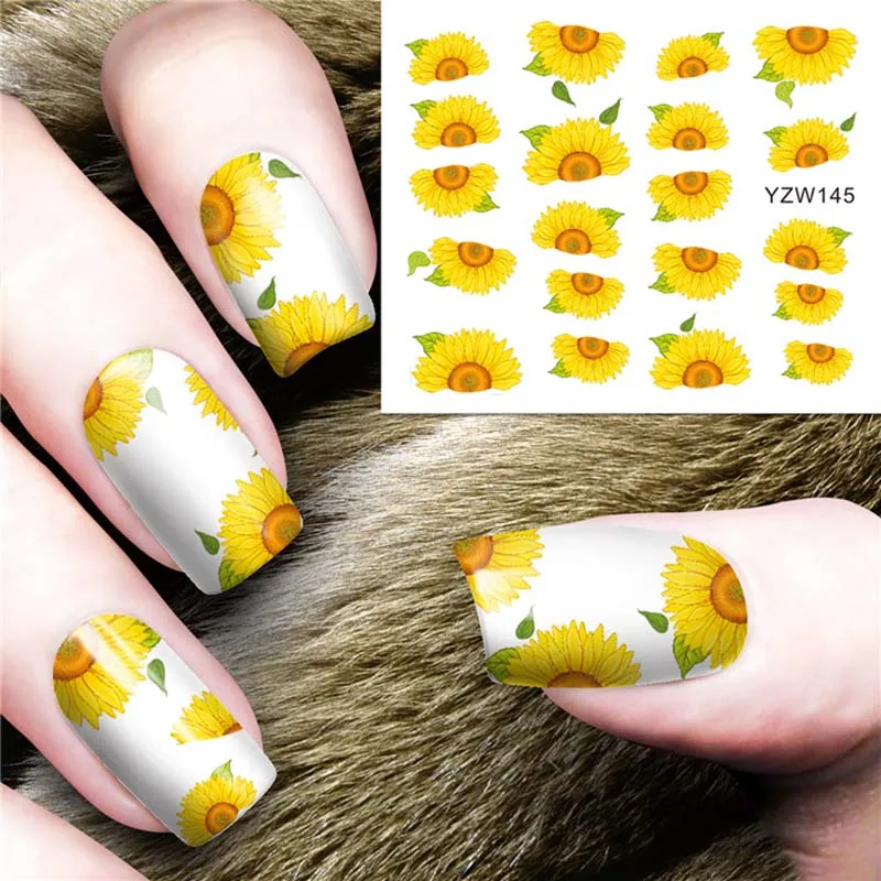 

1PC flower Slider Water Stickers cartoon animals Coconut tree daisy rose water transfer tattoo Manicure nail sticker FW013