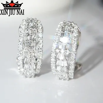 

2020 New eBay Explosion Rectangular Earrings Flash Diamond Earrings Factory Direct Sales Cute Luxury Engagement