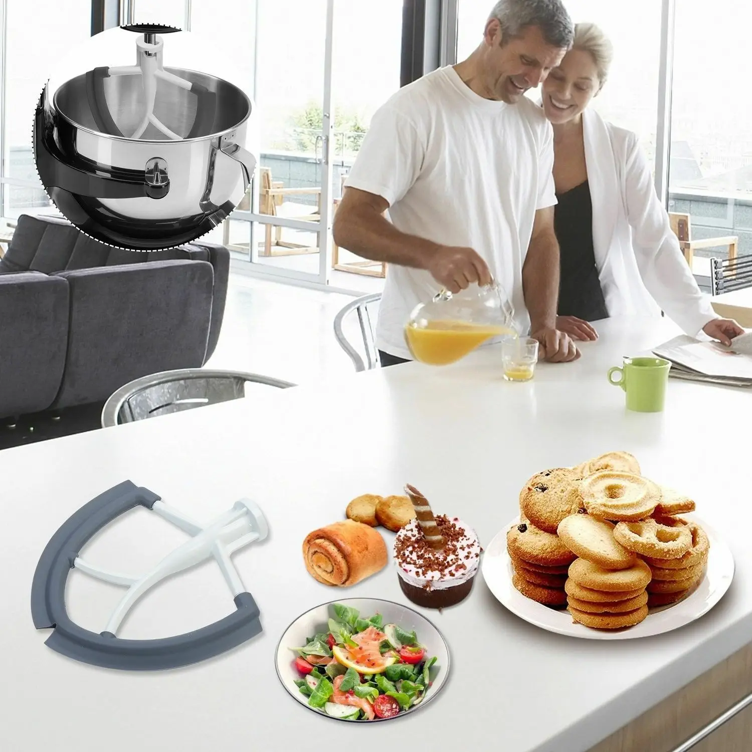 Najtaniej Części Flex Edge z głowicą uchylną 5.5 6QT (6L) Flex Edge Beater do KitchenAid KFE6L stojak do podnoszenia miski mikser profesjonalny płaski łopatka