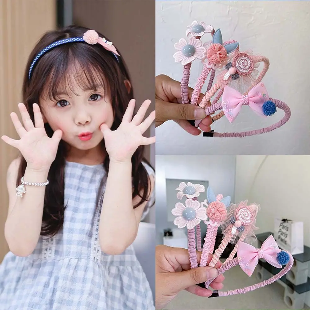 Fashion Kids Flowers Girls Pink Ribbon Hair Bands Handmade Headwear Elastic Tiara For Girl Accessories | Детская одежда и обувь