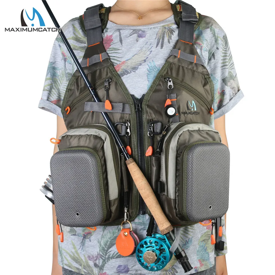 Maximumcatch-chaleco de pesca con mosca, chaqueta de malla ajustable,  bolsillo multifunción para exteriores, nueva tecnología