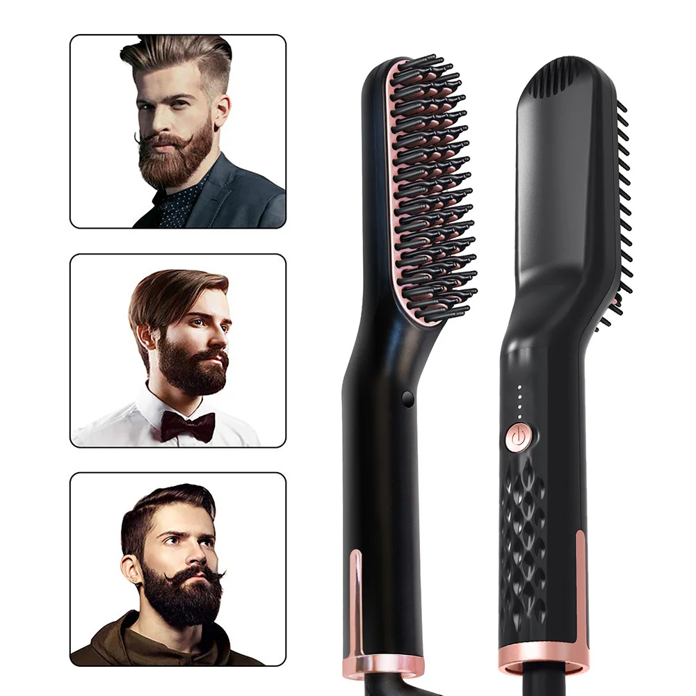 

High Quality Hair Straightening Brush Beard Straightener Brush 3-in-1 Ionic Straightening Comb for Men Women