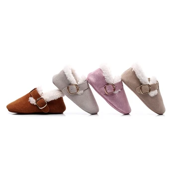

Baby Girls Pu Leather Shoes Newborn Shoes Winter Warm Soft Sole Plus Velvet Baby Shoes for 0-2Y
