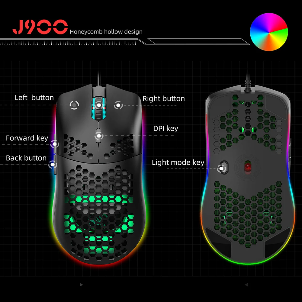 HXSJ J900 эргономичная игровая мышь с шестью регулируемыми DPI|Мыши| |