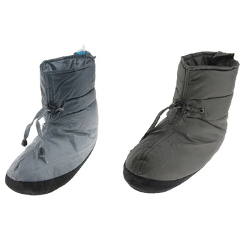 

2 Pair Soft Duck Down Shoes Slippers Winter Warm Camping Tent Booties Boots