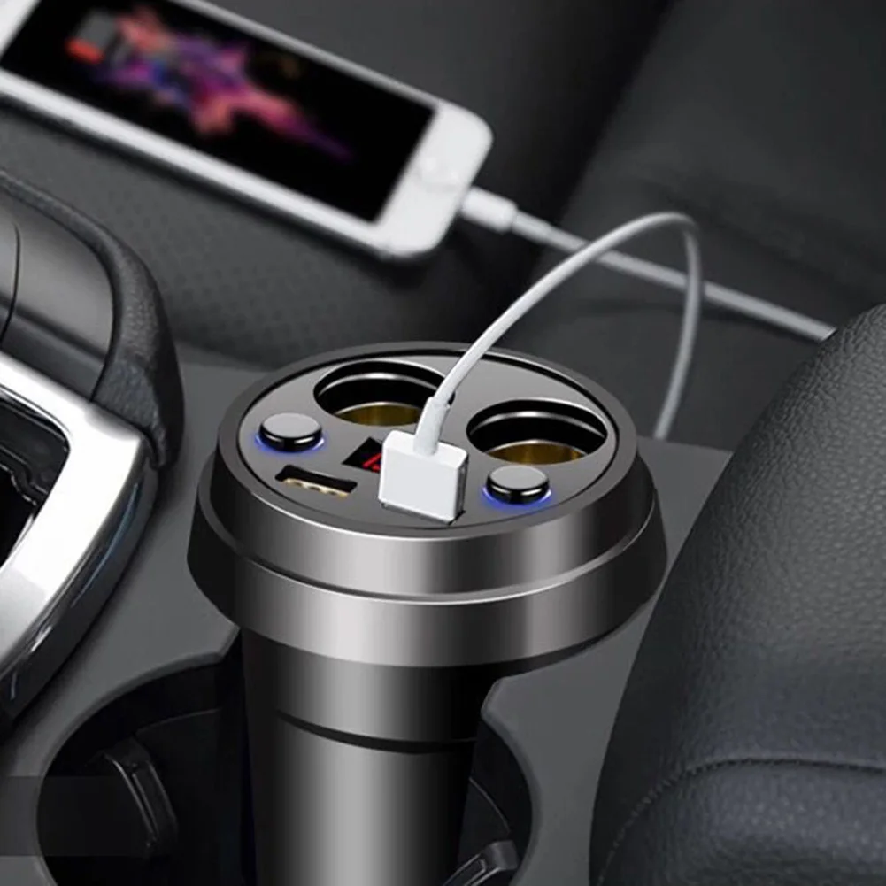 Автомобильное зарядное устройство 2 USB DC/5 V 3.1A чашка питания адаптер прикуриватель разветвитель зарядное устройство для мобильного телефона s с напряжением светодиодный дисплей