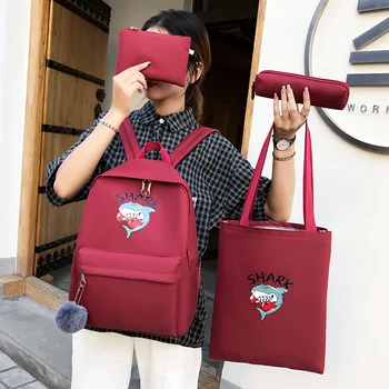 

4Pcs/set 2020 Women School Backpacks Oxford Waterproof Schoolbag Teenage Girls Student Book Bag Travel Casual Bagpacks