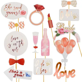 

Wedding Bridal 23Pcs Bride Selfie Props Rose Gold Shower Party Game Accessories DC156