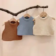 Bebê meninas sólido sem mangas pulôver suéteres bebê meninos malha colete camisolas crianças camisola da criança outono outerwear