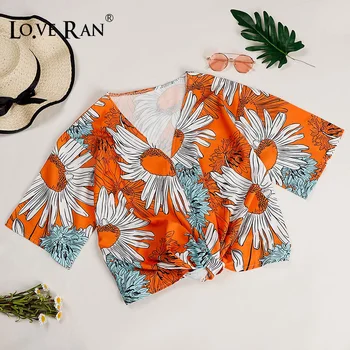 

Women Printed Leopard Blouse Lace Up Bow V-Neck Short Sleeve Blouses Female 2020 Summer Casual Loose Ladies Tops Plus Size 5XL