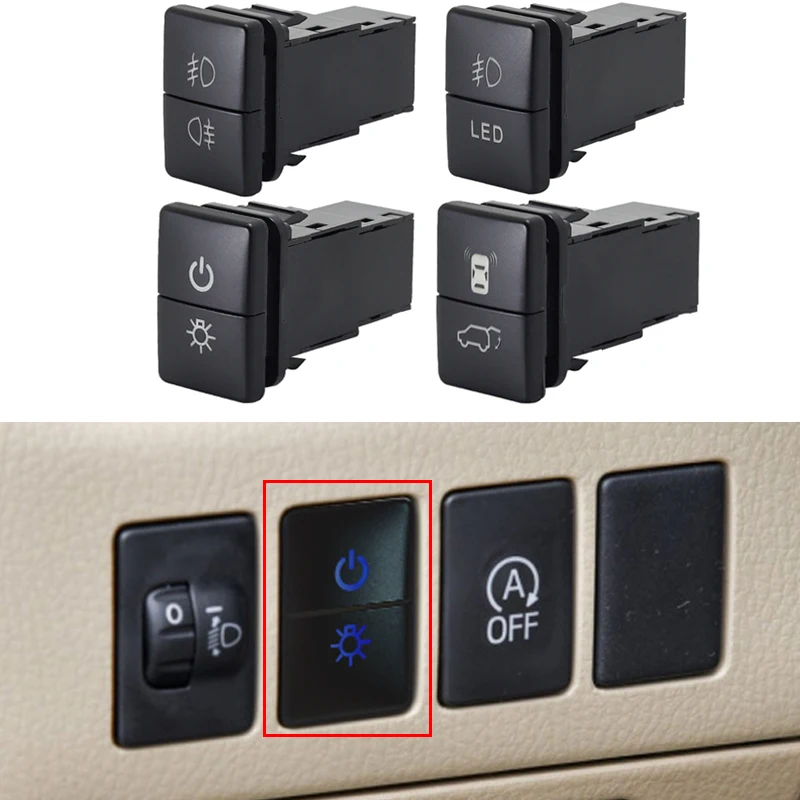 Dual Switch Car Front Rear Fog Light Button LED Radar Tailgate Power On ...