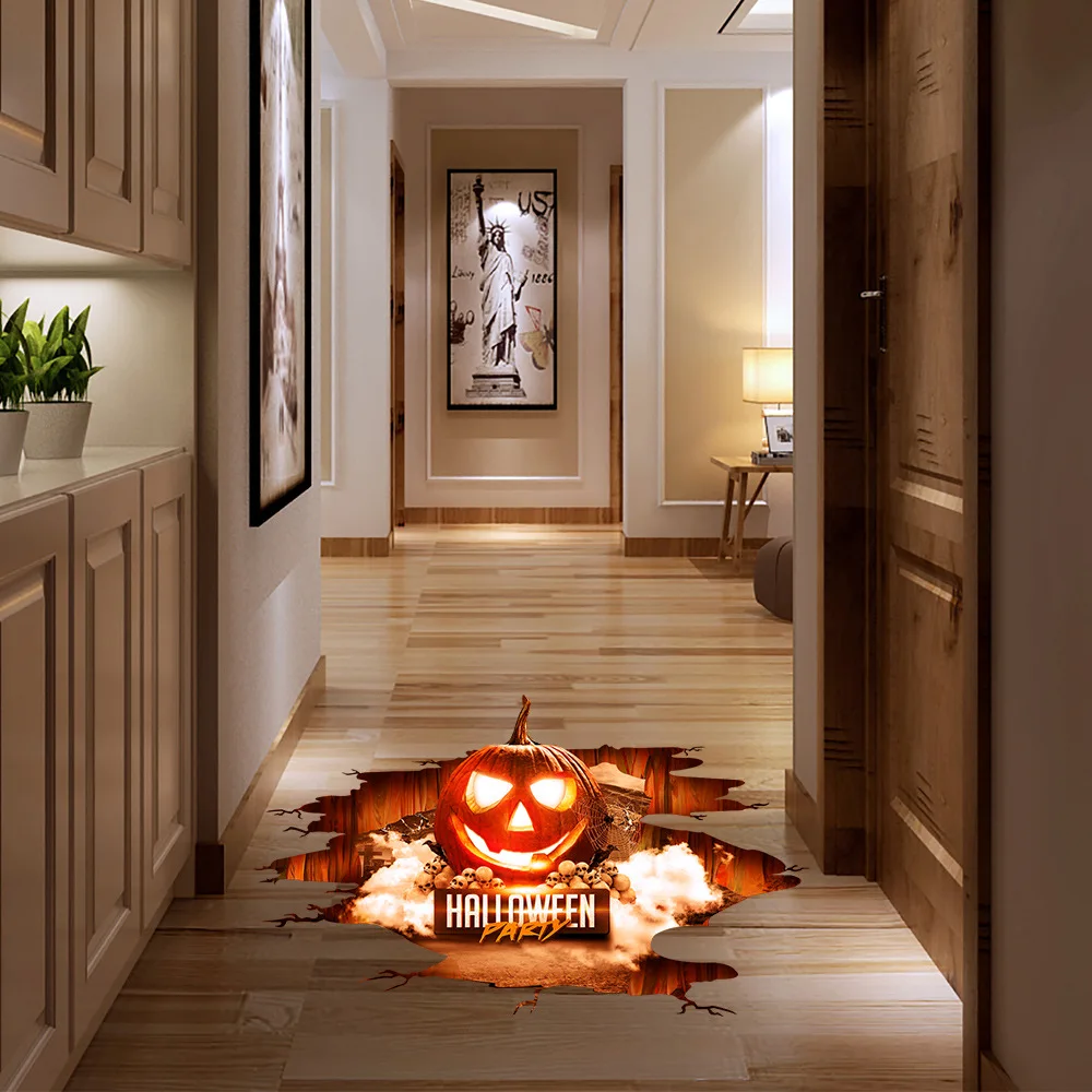 Хэллоуин тематика ужасов большой размер 3D стикер Крытый Настенный пол страшная наклейка 8 видов стилей