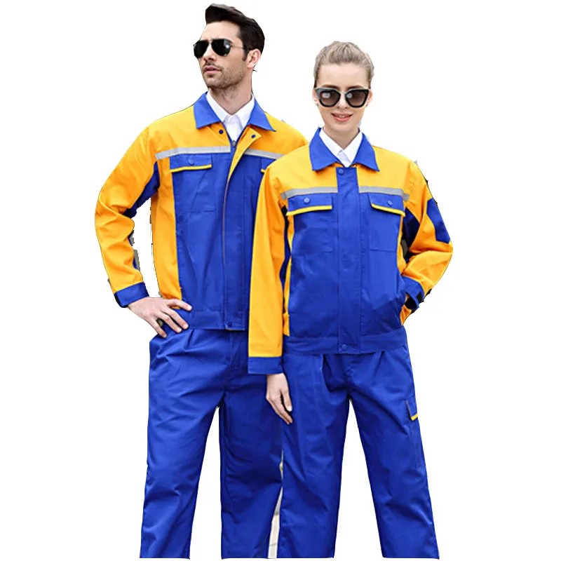 Новые рабочие комплекты одежды для мужчин и женщин светоотражающие куртки+ брюки весна осень ремонт машин сварщик мастерская комбинезоны Рабочая форма