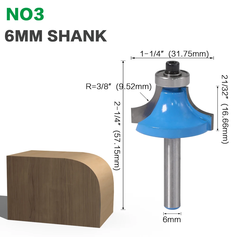 1 шт. 6 мм хвостовик 1/" хвостовик R1/2" угловой круглый над ФРЕЗОЙ с bearingфрезерный резак для дерева по дереву вольфрам карбид