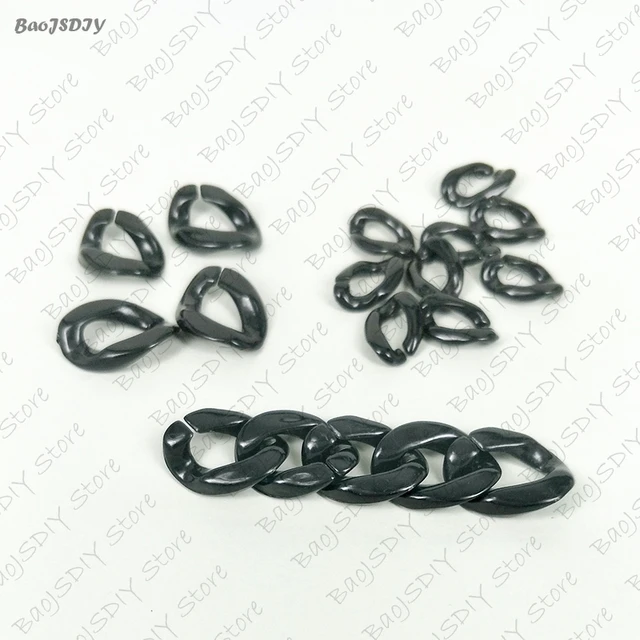 Wholesale 23mm*17mm Multi color Acrylic Twisted Chains Assembled Parts Beads Diy Jewelry Findings Accessories 60 pieces(JM6582) black