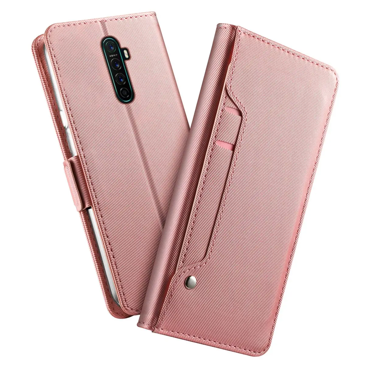 

For Oppo Reno Ace Case Luxury PU Leather Wallet With Mirror Flip Stand Cover For OPPO Reno Ace 6.5" Case Card Slot
