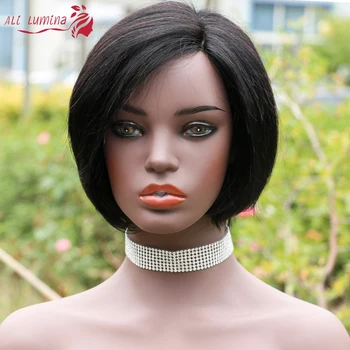 

Lace Part Human Hair Wigs 6 inches Short Bob Wig Brazilian Human Remy L Part Wig Pre Plucked Pixie Cut Wigs Natural Hairline