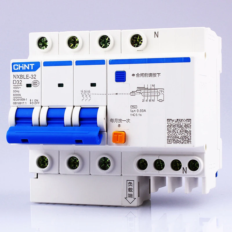 CHINT AC230/400 V NXBLE-32 3P+ N устройство остаточного тока 6 10 16 20 25 32A электромагнитный выпуск Тип D защита от утечки земли