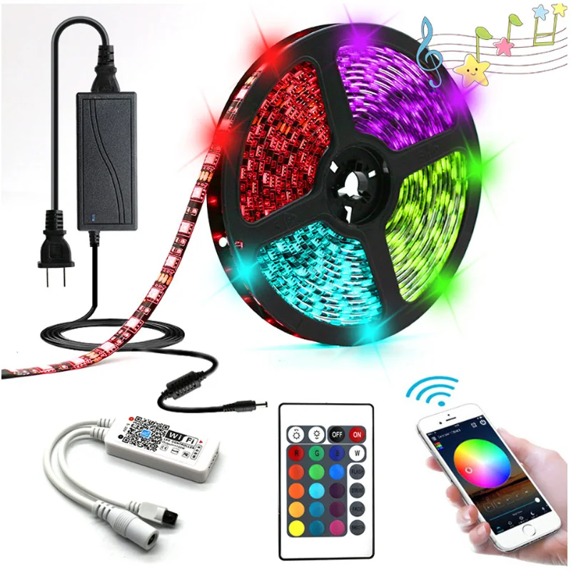 

5m / 10m LED Light Belt WIFI Set Light Belt Glue Waterproof 5050RGB Colorful Smart Light Belt Voice Waterproof Light Strip