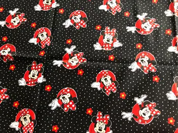 

1 yard Minnie in black cotton fabric DIY sewing craft